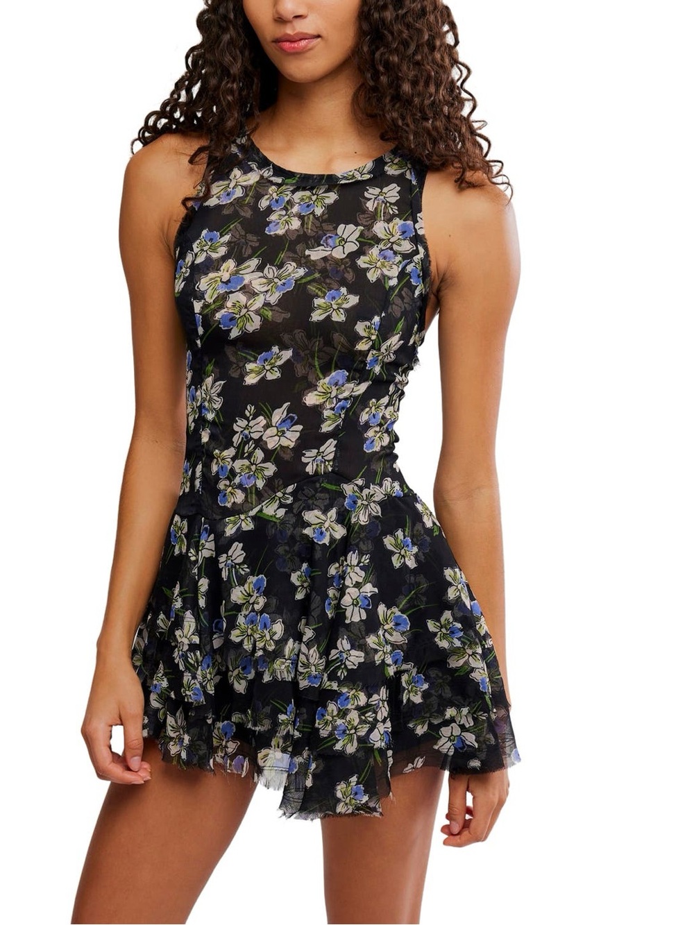 Free People Raven Print Minidress Midnight Combo Large NWT